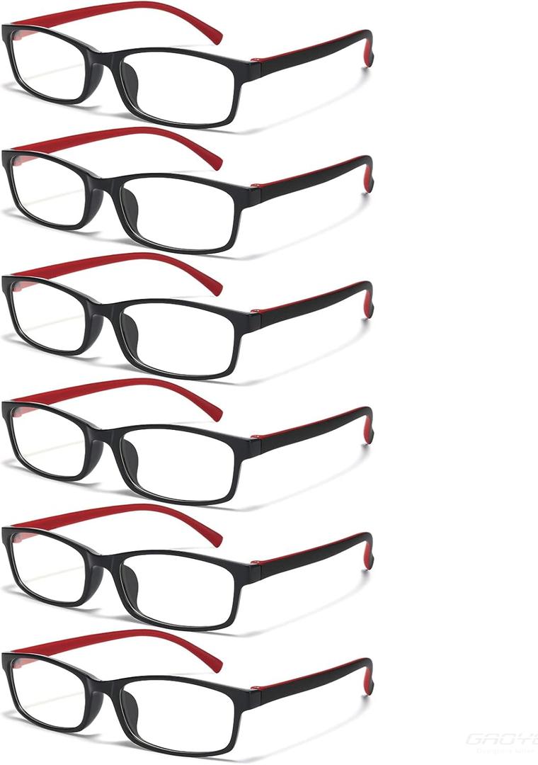 Gaoye 6 Pack Reading Glasses Blue Light Blocking for Women Men, Magnifying Readers Glass Anti UV Eyeglasses