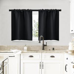 NICETOWN Short Curtains, Black Out RV Bunk Panels for Kitchen - Energy Smart Decoration Thermal Insulating Blackout Drapes/Draperies for Small Window (2 Panels, 29 inches Wide by 20 inches Long)