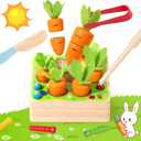 Montessori Toys, Wooden Toys Developmental Shape Sorting & Matching Puzzle Carrots Harvest Game, Birthday Gifts for Toddlers Babies Boys and Girls