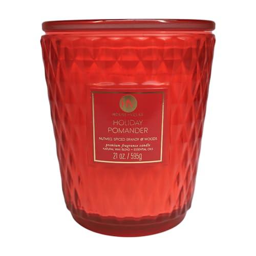 House of Velas Diamante Holiday Candle Collection Variation, Holiday Pomander, 21 oz, 3 Cotton Wicks, Large Glass Jar