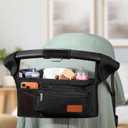 Universal Stroller Organizer with Insulated Cup Holder and Removable Wrist Strap Large Capacity Stroller Organizer for Mom, Baby Joggers, Uppaby, Britax, BOB, Umbrella and Pet Stroller (Black)
