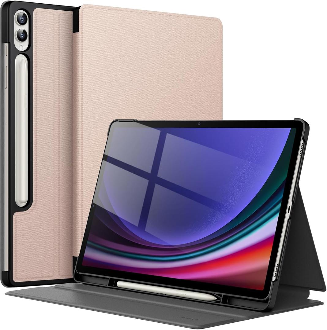 JETech Case for Samsung Galaxy Tab S10 Plus/Tab S9 Plus 12.4-Inch with S Pen Holder, Slim Folio Stand Protective Tablet Cover, Multi-Angle Viewing (Rose Gold)