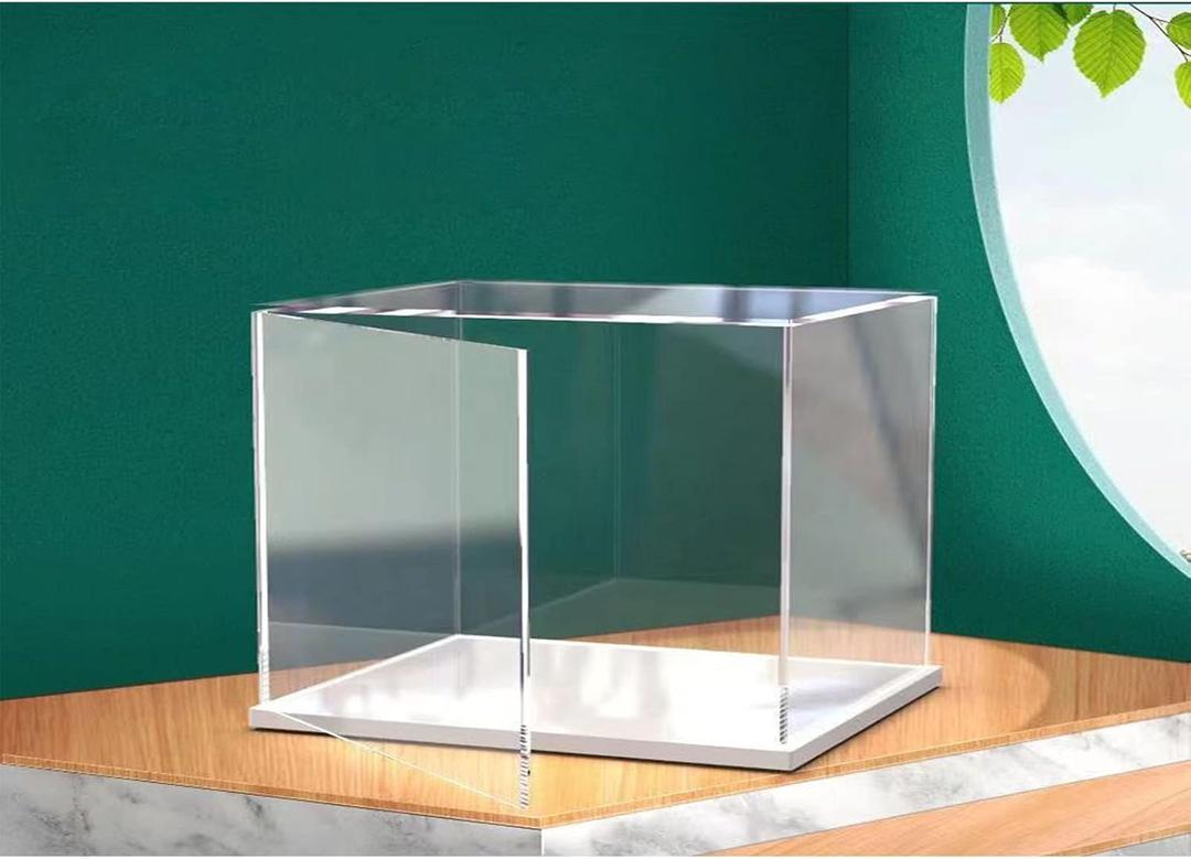 Openable Clear Acrylic Display Case-Assemble Countertop Box with White Base,Dustproof Protection Showcase for Action Figures Toys Collectibles (45x20x30cm/18x8x12inch)