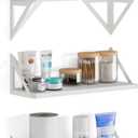 Wallniture Minori Washed White Floating Shelves for Wall Storage, Bathroom Shelves Over The Toilet Storage, Wood Wall Shelf Set of 3 with White Brackets