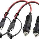 SAE Cigarette Lighter Charger Cable,16AWG 12V Cigarette Lighter Male Plug to SAE 2 Pin Quick Release Disconnect Connector Plug Adapter Extension Charging Cable with Fuse(0.3m/1ft-2Pack-M)