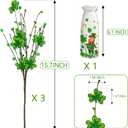 St Patricks Day Decorations, Saint Patricks Day Table Decor - Artificial Flowers 3 PCS with Vase, Leprechaun St Patricks Decor for Home, Dining Table, Bedroom, Shamrock Flowers Gifts for Women