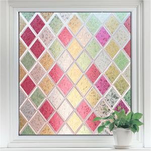rabbitgoo Window Privacy Film, Stained Glass Window Film Decorative, Frosted Glass Privacy Covering Vinyl, Non-Adhesive Static Cling Tint Sun Blocking for Home Door, Multicolor, 35.4" x 78.7" (35.4" x 78.7", Multicolor)