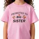 Big Sister Shirts for Girls Toddler Kids Announcement Outfit Promoted to Big Sis T-Shirt Short Sleeve Tees 2-8T