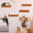 4 Set Scalloped Wall Basket Shelf Nursery Classroom Book Shelves for Wall Rattan Shelf Woven Floating Shelves Boho Farmhouse Decor Scalloped Shelves Book Display Toy Storage