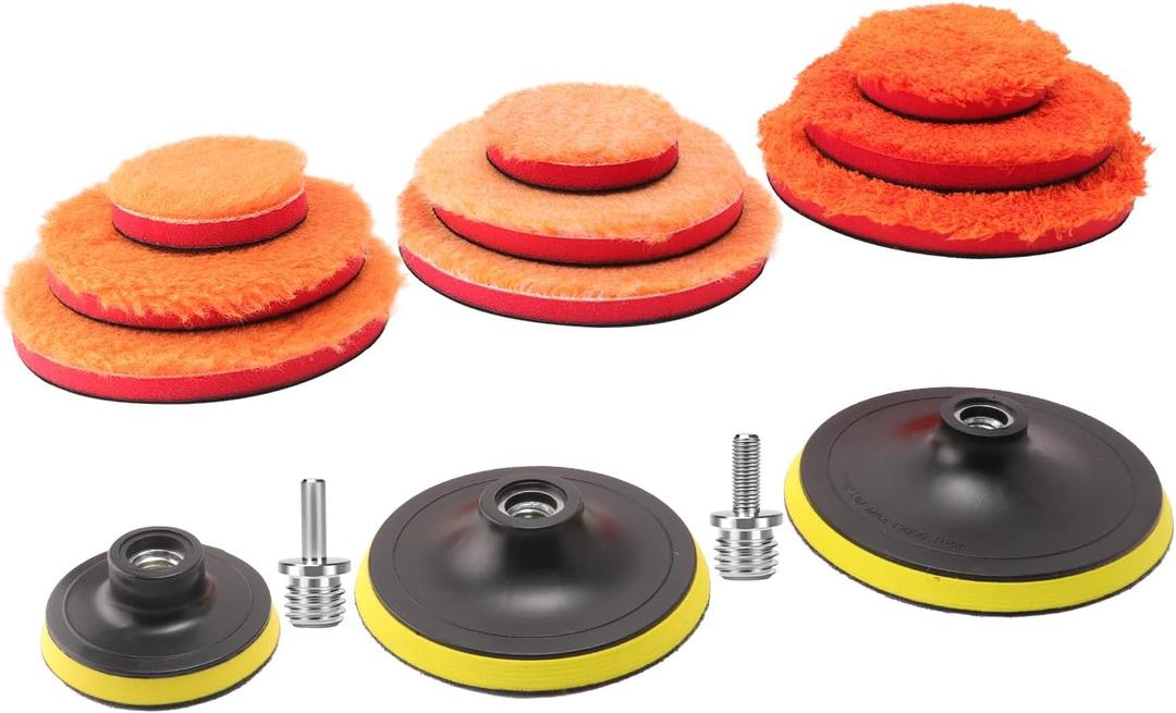 SPTA Microfiber Polishing Pads, 14pcs 3" 5" 6" Microfiber Buffing Pad Kits Removing Wax Buffer Pads Microfiber Cutting Disc Micro Fiber for DA/RO Car Polisher Polishing,Buffing,Waxing and Cleaning
