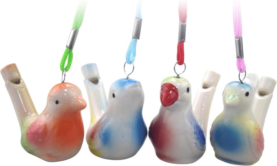 4PCS Water Bird Whistle Toys of Ceramic with Hanging Rope, Toys for Kids Birthday Gift, Party Gifts, Easter Gifts