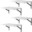 Deep Floating Shelves for Wall 4 Sets, 12 Inch Deep Floating Shelves, Wide Floating Shelves Wood Wall Mounted, Large Floating Wall Shelves for Bathroom, Bedroom, Kitchen, Living Room, Burlywood (White Shelves)