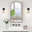 Mepplzian Mirror Cabinet Arch Bathroom Cabinet 50 x 12 x 90 cm Black With mirror, hanging, three glass shelves, for modern bathrooms