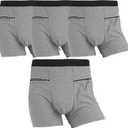 LUEXBOX Pocket Underwear for Men with Secret Hidden Pocket, Travel Boxer Briefs, 4 Packs, Large, Grey