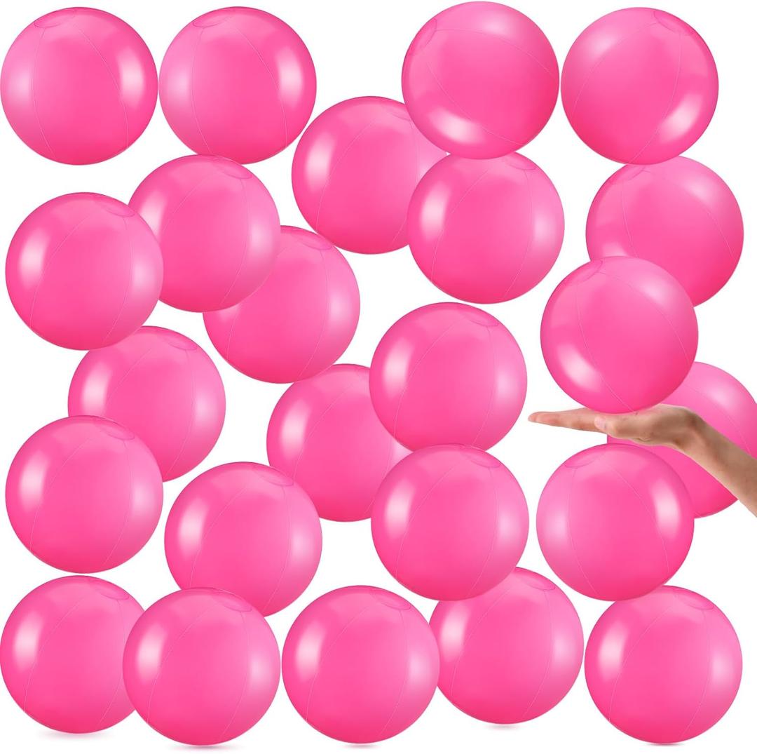 Yinder 24 Pieces Inflatable Beach Ball 6 Inches Pool Floating Ball Under the Sea Party Decorations Bubble Ocean Summer Pool Toys Party Supplies(Plain,Rose Pink)