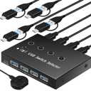 USB 3.0 Switch 4 Computers 3 Computers Keyboard Mouse,4 Port USB Switcher Sharing Mouse Keyboard Scanner Printer, Includes Cables and Remote(USB3.0-AC 4IN4OUT)