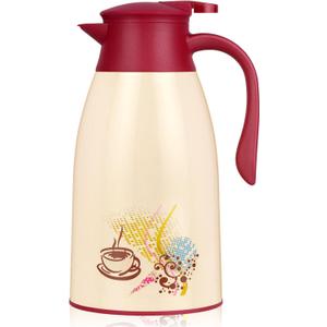 AceChef 40.5 Oz Thermal Coffee Carafe, Vacuum Insulated Glass Lined Coffee Thermos, 1.2Liter Tea Pot with Lid, Heat Retention for Coffee & Tea (Yellow)