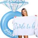 Bride Diamond Ring Pool Float & Towel Set Bachelorette Party Decor Inflatable Diamond Pool Float Bridal Shower Gift Engagement Party Favors Swimming Tube River Wedding Photo Prop Blue 53 x 40"
