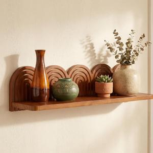 Briwooody Wood Wall Coat Rack/Boho Wall Shelf Mid-Century Modern Wooden Coat Vintage Mount Altar Decor for Bathroom Bedroom Office Nursery Decor Entryway Organize(22 x 11.5 x 5.5 Inch,Charcoal,1 Pcs)