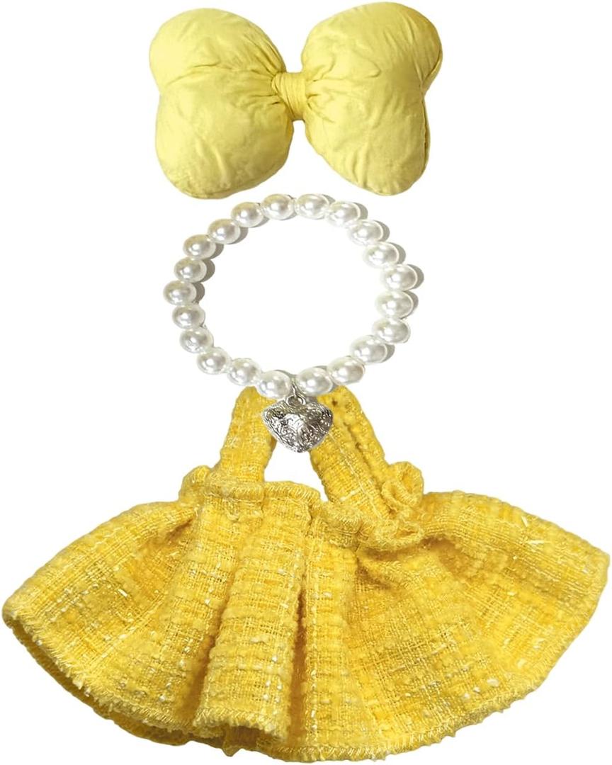 17cm Doll Clothes Set & Outfit Set for 17cm Dolls - Premium Fashion Dresses with Accessories, Luxury Chic Doll Clothing & Style Bundle Yellowish White