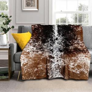 aportt Cow Print Blanket Soft Flannel Lightweight Cowhide Western Throw Blanket Cozy Warm Brown Cow Blankets All Seasons Living Room Decor for Couch Chair Bed Sofa Office 60x80 inch