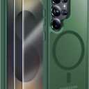 MOZOTER for Samsung Galaxy S25 Ultra Case with Magnetic,[Compatible with MagSafe][12Ft Military Dropproof][2*Screen Protector] Translucent Anti-Slip Back Slim Shockproof Case for S25 Ultra-Green