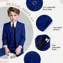 Visaccy Boys Suit Ring Bearer Outfit Boy Suits Graduation Dress Tuxedo Suits for Boy Dark Royal Blue Kids Suit, Size 10