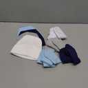 Cuffbow 4 Pcs Preemie Hats Mittens and Socks Set Preemie Mittens Warm Terry Socks for Baby (White, Light Gray, Navy Blue, Black)