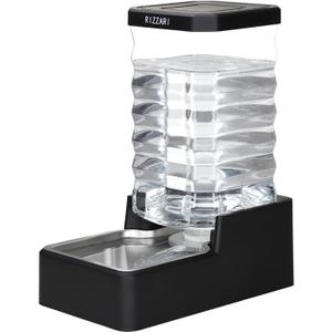 RIZZARI Stainless Steel Pet Water Dispenser: 10L Large Gravity Waterer - Splash-Resistant - Leak-Proof Auto Refill - Easy Clean - for Large Dogs - Living Room/Crate Area/Mudroom