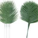 Abzo 20 Pcs Artificial Palm Leaves Stems Greenery Tropical Palm Leaves Faux Monstera Leaves Plant for Palm Sunday Flower Arrangement Home Kitchen Party Table Decor, Wedding Birthday Theme Parties.