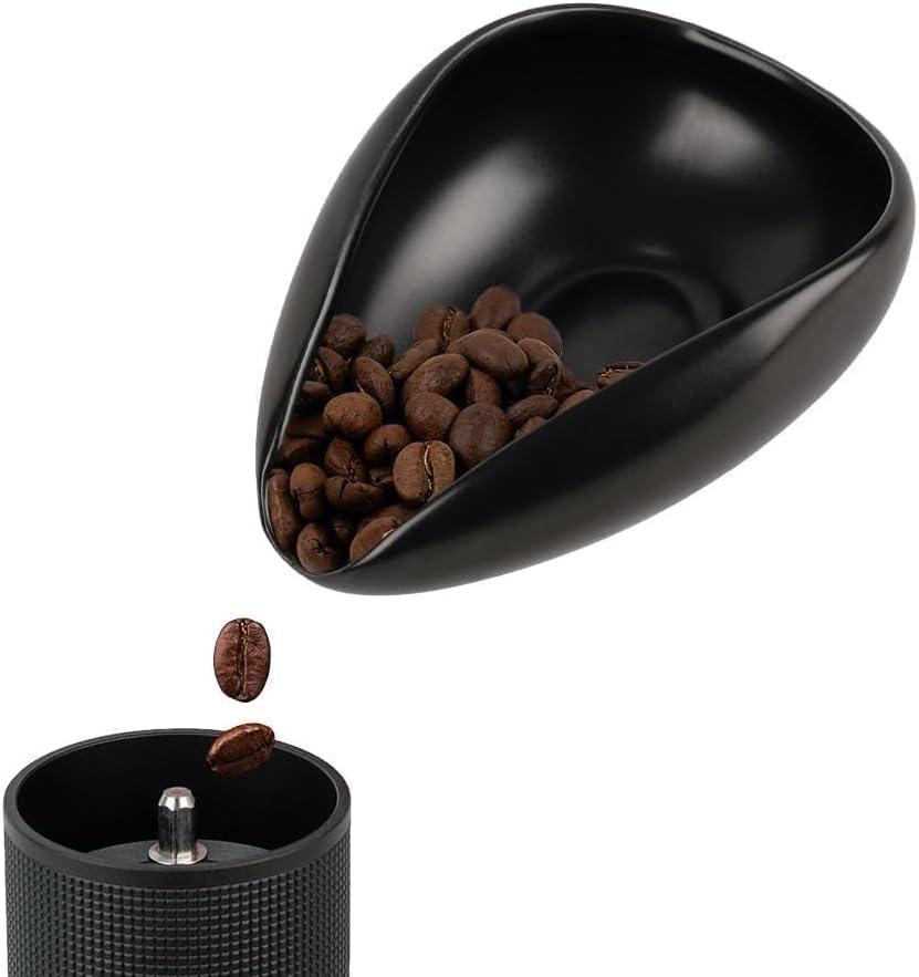 watchget Ceramic Coffee Dosing Cup & Tea Storage Tray, Single Dose Measuring Container for Coffee Beans & Loose Leaf Tea Dosing Vessel, Black (Small)