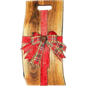 Acacia Charcuterie Board with Natural Live Edge & Round Handle - Wood Cheese Board - Decorative Wooden Serving & Cutting Board - Housewarming, Mothers Day, New Home & Wedding Gifts (18” x 8”), 17.9"L x 8.3"W