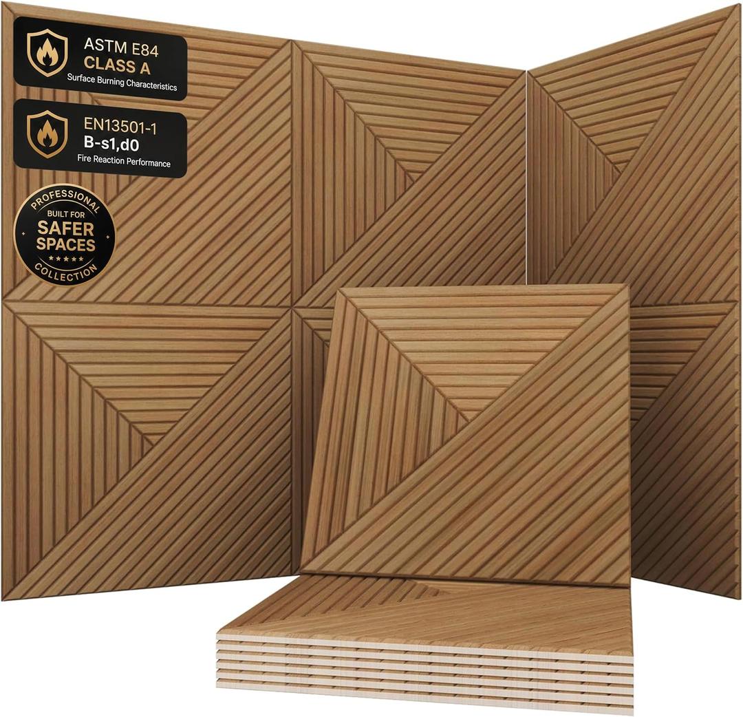 Soon Global Acoustic Wall Panels, Fire Retardant, Arcadian Vortex, 23.6 X 23.6 Inches