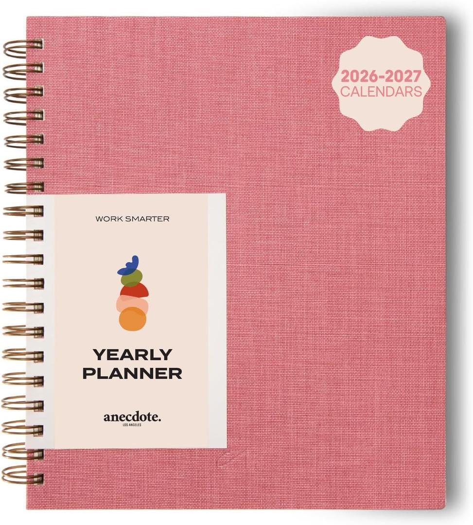 Anecdote Spiral Planner w/2026-2027 Calendar (8.5" x 10") | Start Anytime - 52 Weeks, Undated Planner Pages | To-Do List Organizer, Plan Your Success, Achieve Productivity Goals (Blossom)