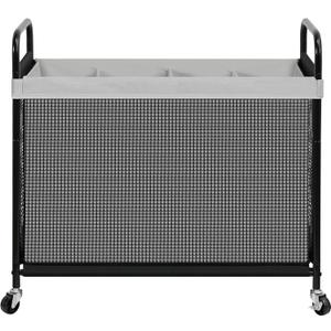 STO STO Laundry Hamper 4 Section, 140L Rolling Laundry Sorter Cart with Removable and Washable Liner Bag, Clothes Hamper with Wheels and Metal Handle for Laundry Room and Bedroom, Gray