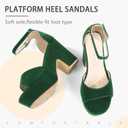 CAMSSOO Platform Heels for Women Chunky Heel Open Toe Ankle Strap Suede Wedges Sandals Wedding Office Dress Shoes (Green)