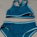 WIQI Girls Swimsuits Bikini Set 2 Piece Bathing Suit Color Contrast Trim Swimwear Size 7-16