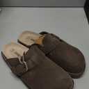 CUSHIONAIRE Women's Blain Genuine Suede Slip-On Clogs with + Memory Foam & Chic Buckle Mule - Comfortable, Non-Slip (9.5, Chocolate)