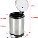 Glad Small Trash Can, 1.2 Gallon | Round Stainless Steel Garbage Bin with Soft Close Lid & Step Foot Pedal | Metal Waste Basket with Removable Inner Bucket, Stainless, 8 x 9.5 x 12 inches