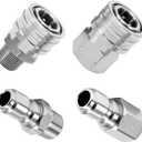 RIDGE WASHER Pressure Washer Quick Connect 3/8 Inch, Stainless Steel Power Washer Adapter Set, Pressure Washer Fittings, Female and Male NPT Thread, 4 Pcs