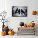 Dark Academia Canvas Wall Art Raven Picture Gothic Forest Black Birds on Tree Branch Poster Halloween Theme for Living Room Bedroom Home Wall Decor Framed(Art-2,16.00x24.00 inch)