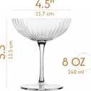 Venus Seashell Coupe Cocktail Glasses | Set of 4 | 8 oz Crystal Ribbed Champagne Saucers for Drinking P-Star and Espresso Martini, Margarita, Daiquiri, Cosmopolitan, Gimlet | Elegant Gift Glassware