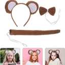 BESTOYARD 9 Pcs Halloween Monkey Costume with Ear Tail Set, Animal Costume Accessory Bulk Cartoon Headband Set Bow Tie & Tail for Kids' Parties and Dress-up Play
