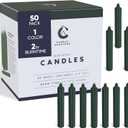 Candle Charisma 50 Green Spell Candles - 4" Unscented Paraffin Chime Candles, Smokeless & Dripless, Colored Candles, 2 Hours Burn Time 1/2 Inch Taper Candles for Rituals, Witchcraft and Parties