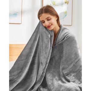 Heated Blanket Twin Size, Super Soft Cozy Flannel 62" x 84" Electric Blanket with 5 Heating Levels & 10 Hours Auto Off, Fast Heating Blanket with Machine Washable for Whole Body, Silver Gray