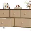 OLIXIS 5 Drawer Dresser for Bedroom, Storage Organizer for Closet, Khaki, 11.8"D x 39.4"W x 20.9"H