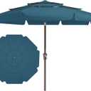 JEAREY 3 Tiers 9 FT Patio Umbrellas Outdoor Table Umbrella with Push Button Market Umbrella 8 Sturdy Ribs UV Protection Waterproof for Garden,Lake Blue