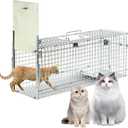 32 Inch Animal Trap Cage,Folding Live Animal Trap Cage for Stray Cats,Raccoons,Armadillos and Rabbits