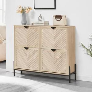 Amazon.com: VIPLUMI Shoe Cabinet Storage with 4 Flip Drawers, Narrow Hidden Shoes Organizer Cabinet for Entryway, Freestanding Slim Shoe Rack Front Door Entrance(Oak) : Home & Kitchen