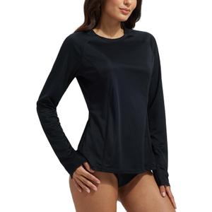 baleaf Rash Guard for Women Swim Shirts UPF 50+ UV Sun Protection Long Sleeve Swimsuit Top Zipper Pocket Thumbhole (Black, M) baleaf Rash Guard for Women Swim Shirts UPF 50+ UV Sun Protection Long Sleeve Swimsuit Top Zipper Pocket Thumbhole (Black, M)